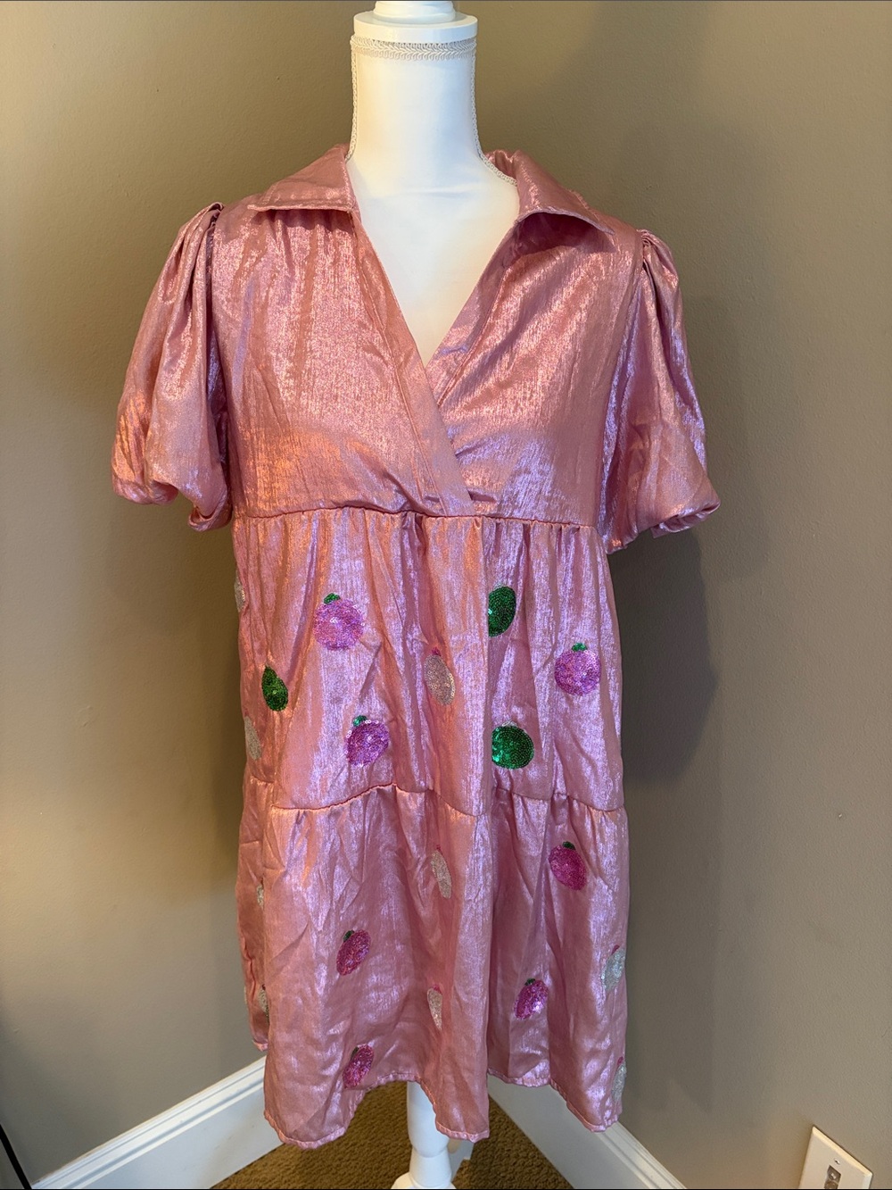 Simply Southern Pink Shimmer Christmas dress
